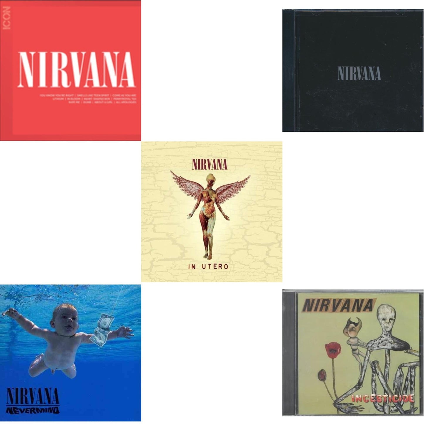 Nirvana - Icon & Nevermind & In Utero & Nirvana & Incesticide - CD Bundle