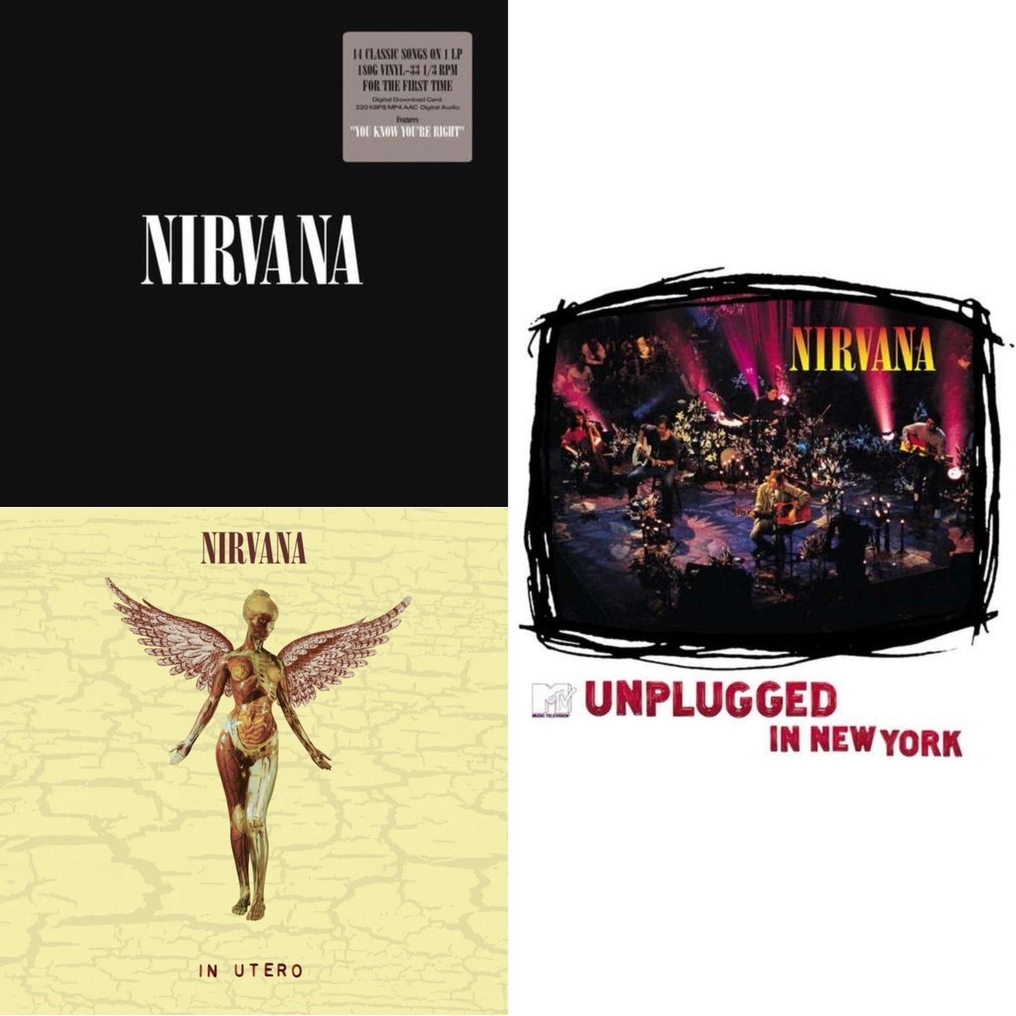 Nirvana - In Utero (30Th Anniversary) (LP/10 Inch) & Nirvana (150G/Dl Code) & Unplugged In N.Y.