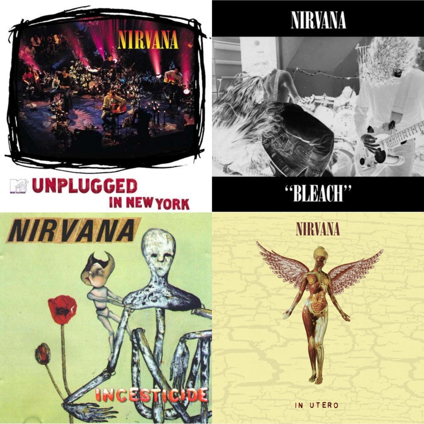 Nirvana - Bleach & In Utero (30Th Anniversary) (LP/10 Inch) & Incesticide (20Th Anniversary 45RPM Edition) & Unplugged In N.Y.