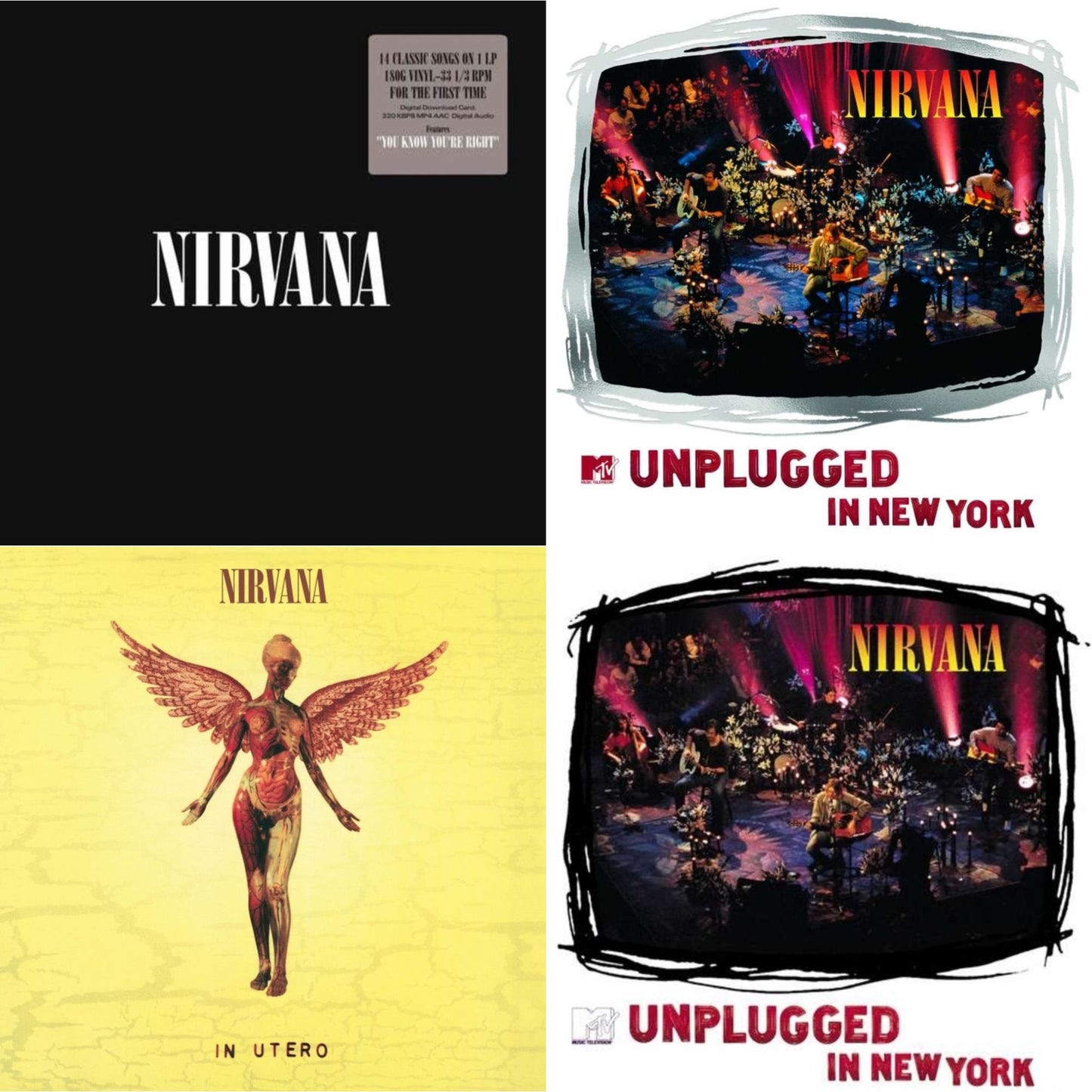 Nirvana - Nirvana (150G/Dl Code) & Mtv Unplugged In New York (2 LP) & In Utero (180G/33-1/3 RPM) & Unplugged In N.Y.