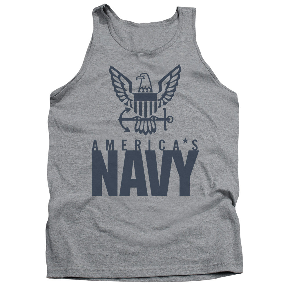 Navy Eagle Logo Mens Tank Top Shirt Athletic Heather Officially Licensed