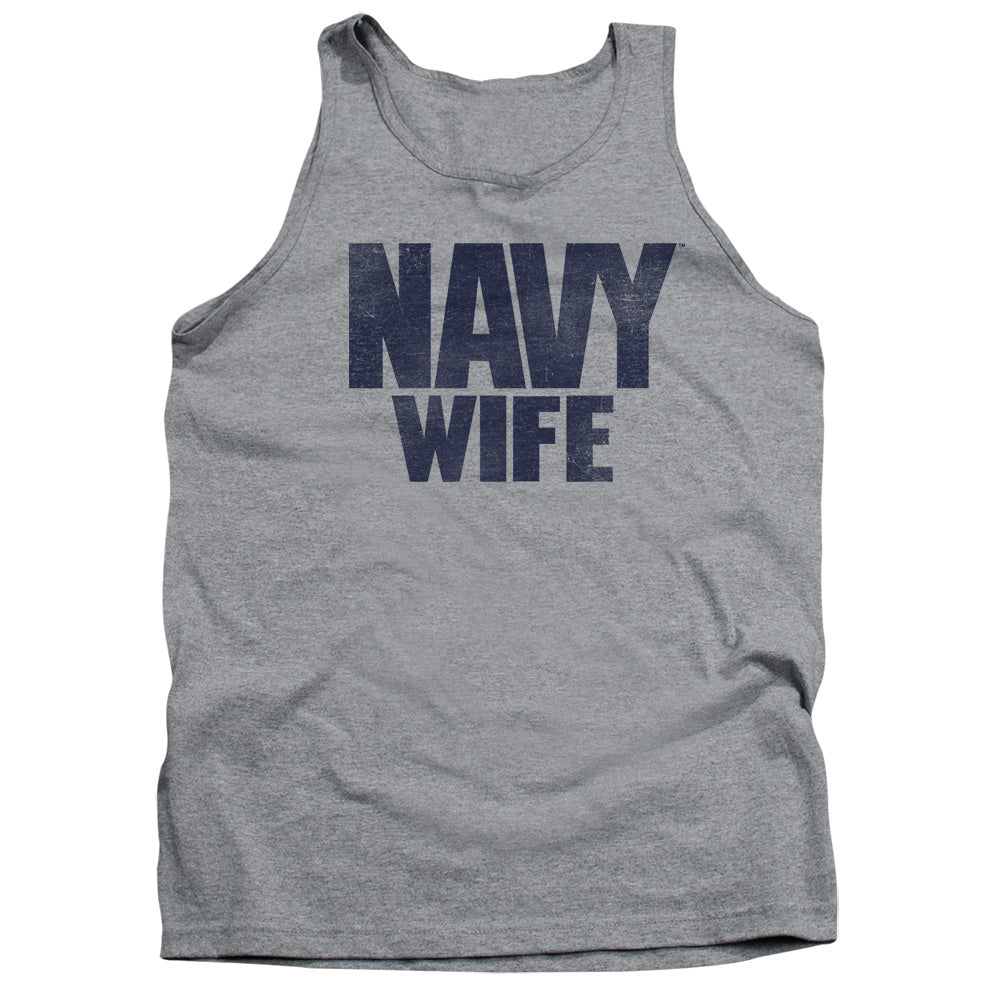 Navy Wife Mens Tank Top Shirt Athletic Heather Officially Licensed