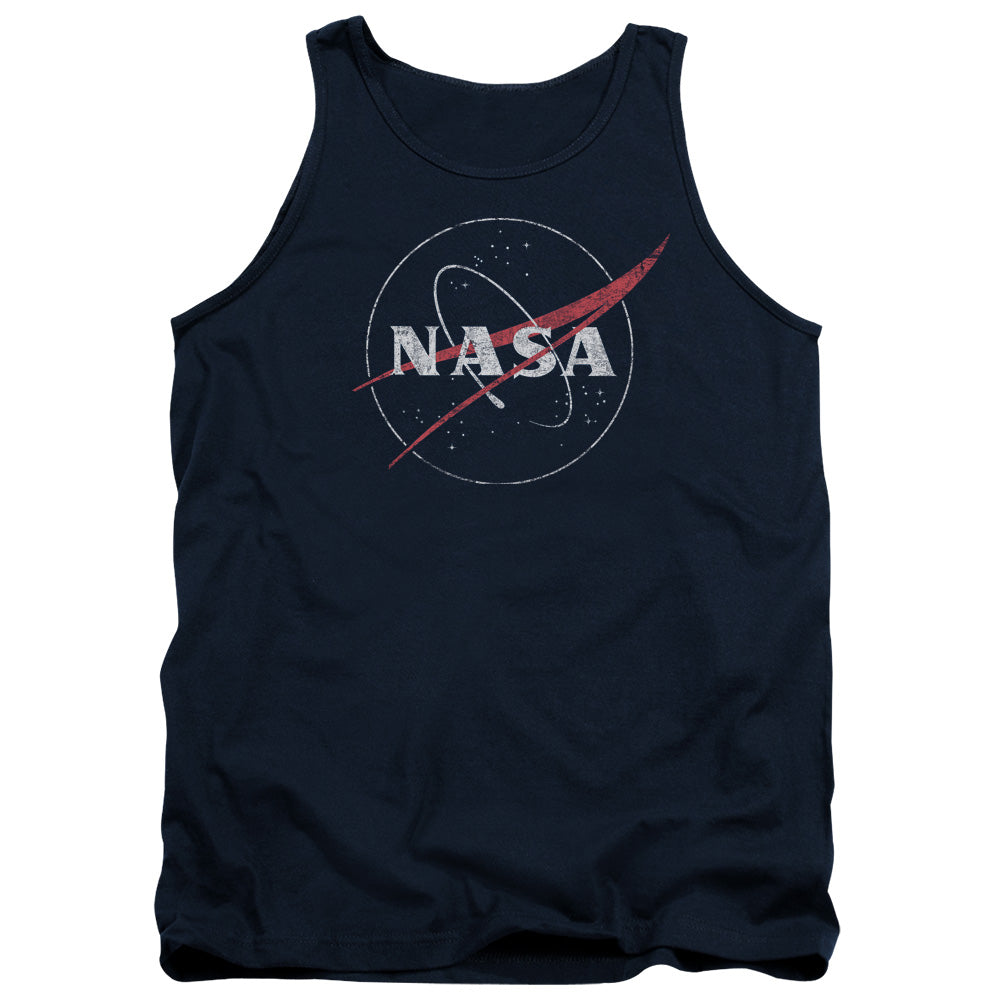Nasa Distressed Logo Mens Tank Top Shirt Navy Officially Licensed