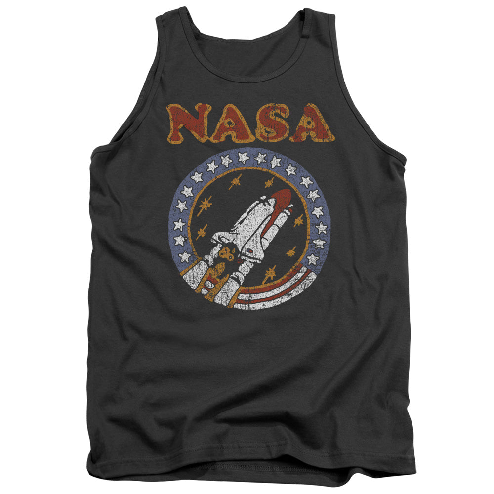 Nasa Retro Shuttle Mens Tank Top Shirt Charcoal Officially Licensed