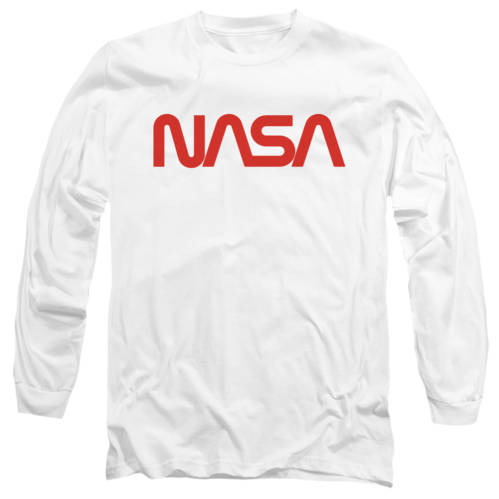 Nasa Worm Logo Mens Long Sleeve Shirt White Officially Licensed