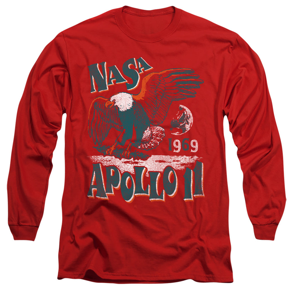 Nasa Apollo 11 Mens Long Sleeve Shirt Red Officially Licensed