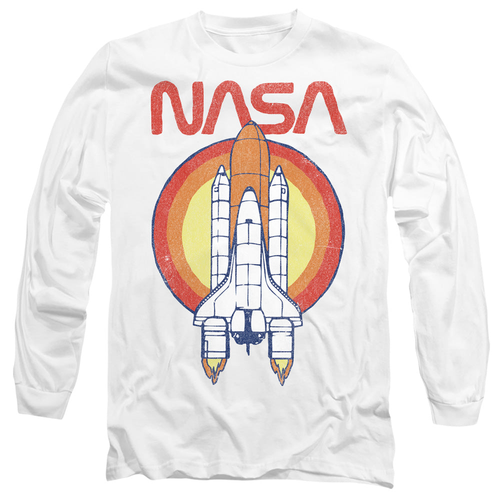 Nasa Shuttle Circle Mens Long Sleeve Shirt White Officially Licensed