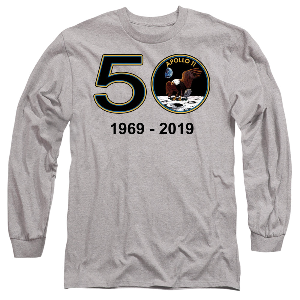 Nasa Apollo 11 50Th Mens Long Sleeve Shirt Athletic Heather Officially Licensed