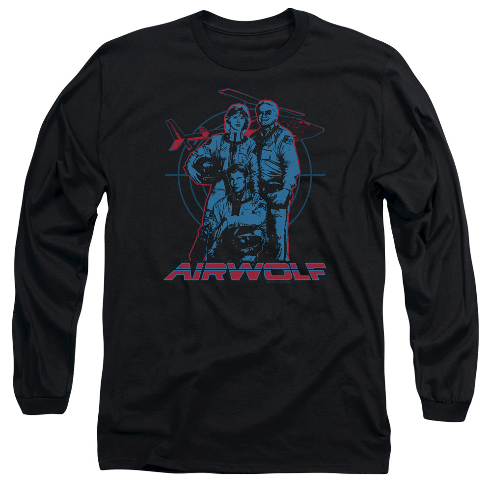 Airwolf Graphic Mens Long Sleeve Shirt Black Black Officially Licensed
