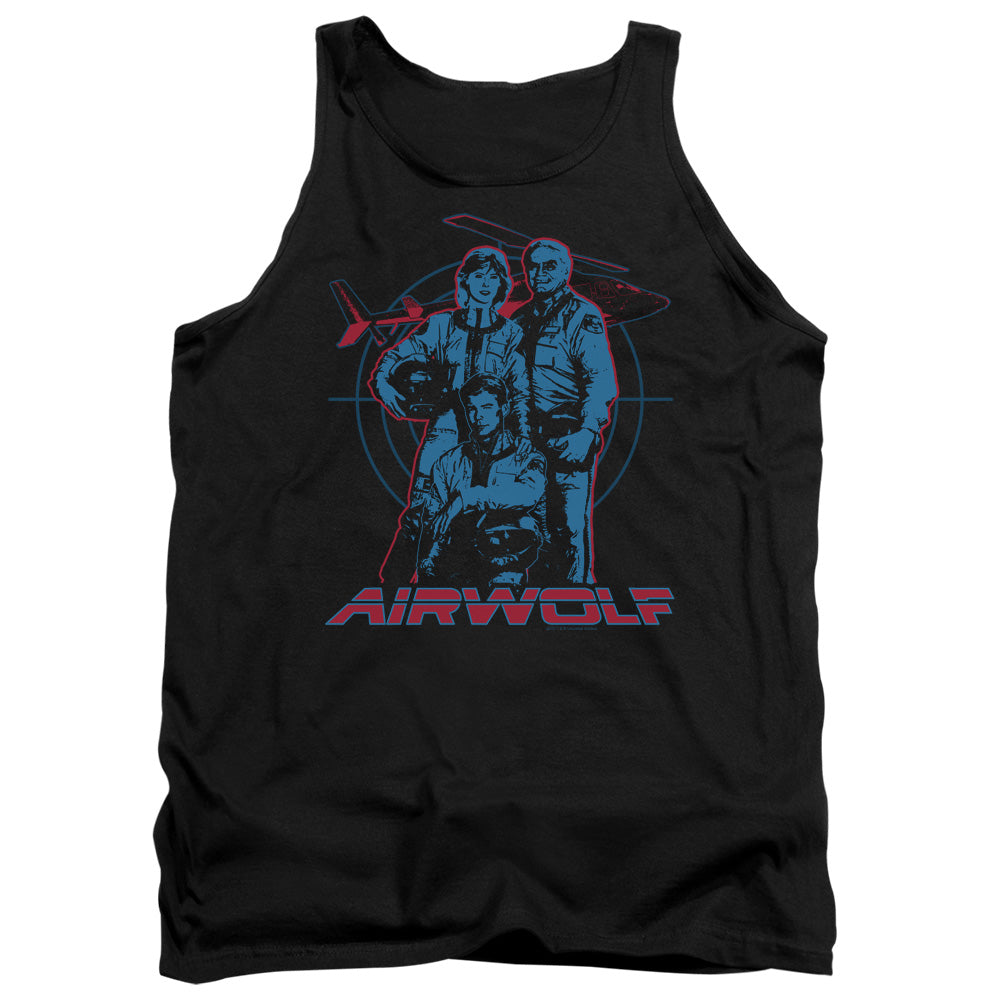 Airwolf Graphic Mens Tank Top Shirt Black Black Officially Licensed