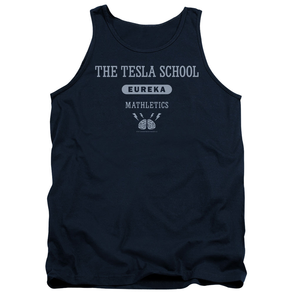 Eureka Tesla School Mens Tank Top Shirt Navy Navy Officially Licensed