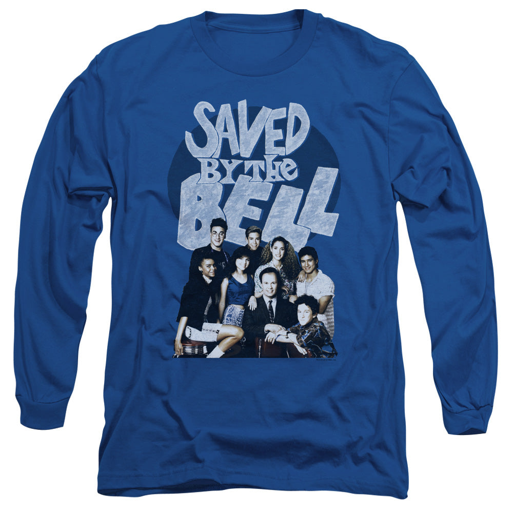 Saved By The Bell Retro Cast Mens Long Sleeve Shirt Royal Blue Officially Licensed