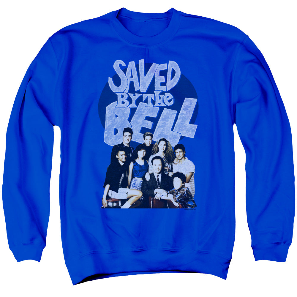 Saved By The Bell Retro Cast Mens Crewneck Sweatshirt Royal Blue Officially Licensed
