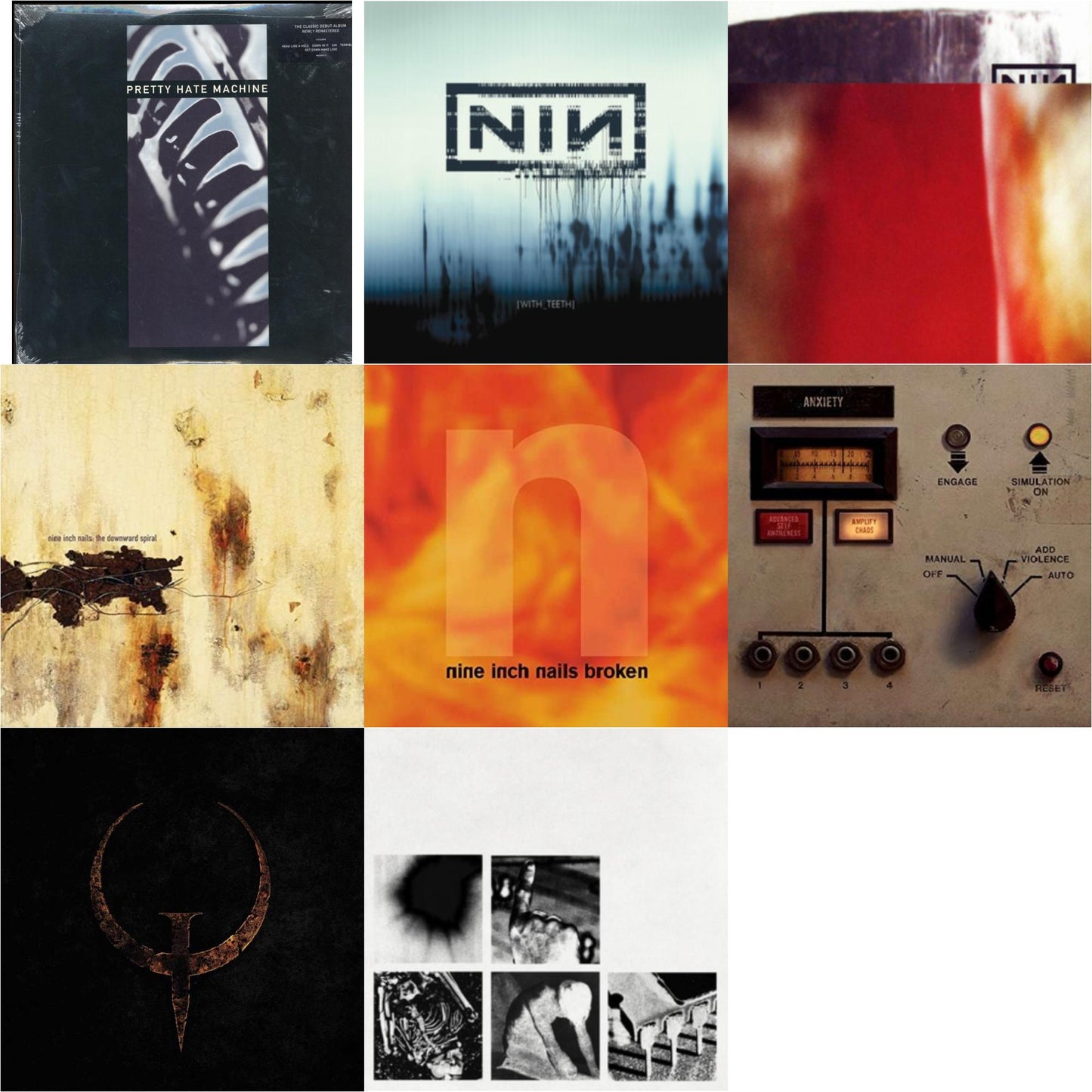 Nine Inch Nails - Pretty Hate Machine: 2010 Remaster & With Teeth (2LP) & Fragile (3LP/180G/2016 Remaster) & Downward Spiral (2LP/180G/2016 Remaster) & Broken (180G/LP/7Inch) & Add Violence Ep & Quake (2LP) & Bad Witch (LP)