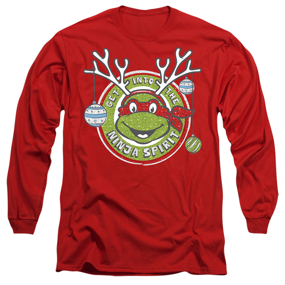 Teenage Mutant Ninja Turtles Christmas Into The Ninja Spirit Mens Long Sleeve Shirt Red Officially Licensed