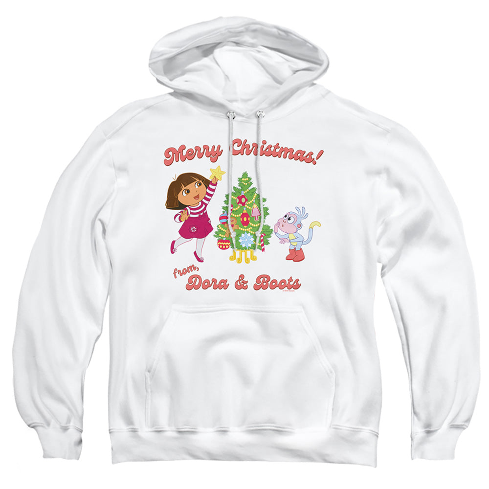 Dora The Explorer Happy Holidays From Dora And Boots Mens Hoodie White Officially Licensed