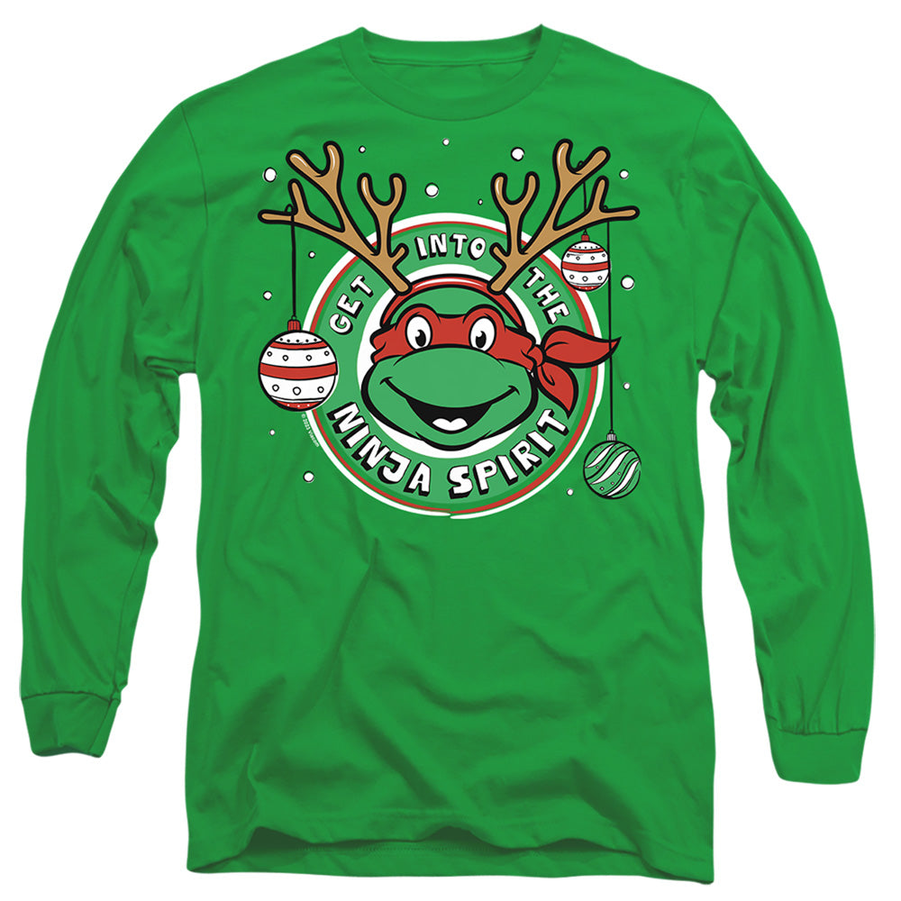 Teenage Mutant Ninja Turtles Ninja Christmas Spirit Mens Long Sleeve Shirt Kelly Green Officially Licensed