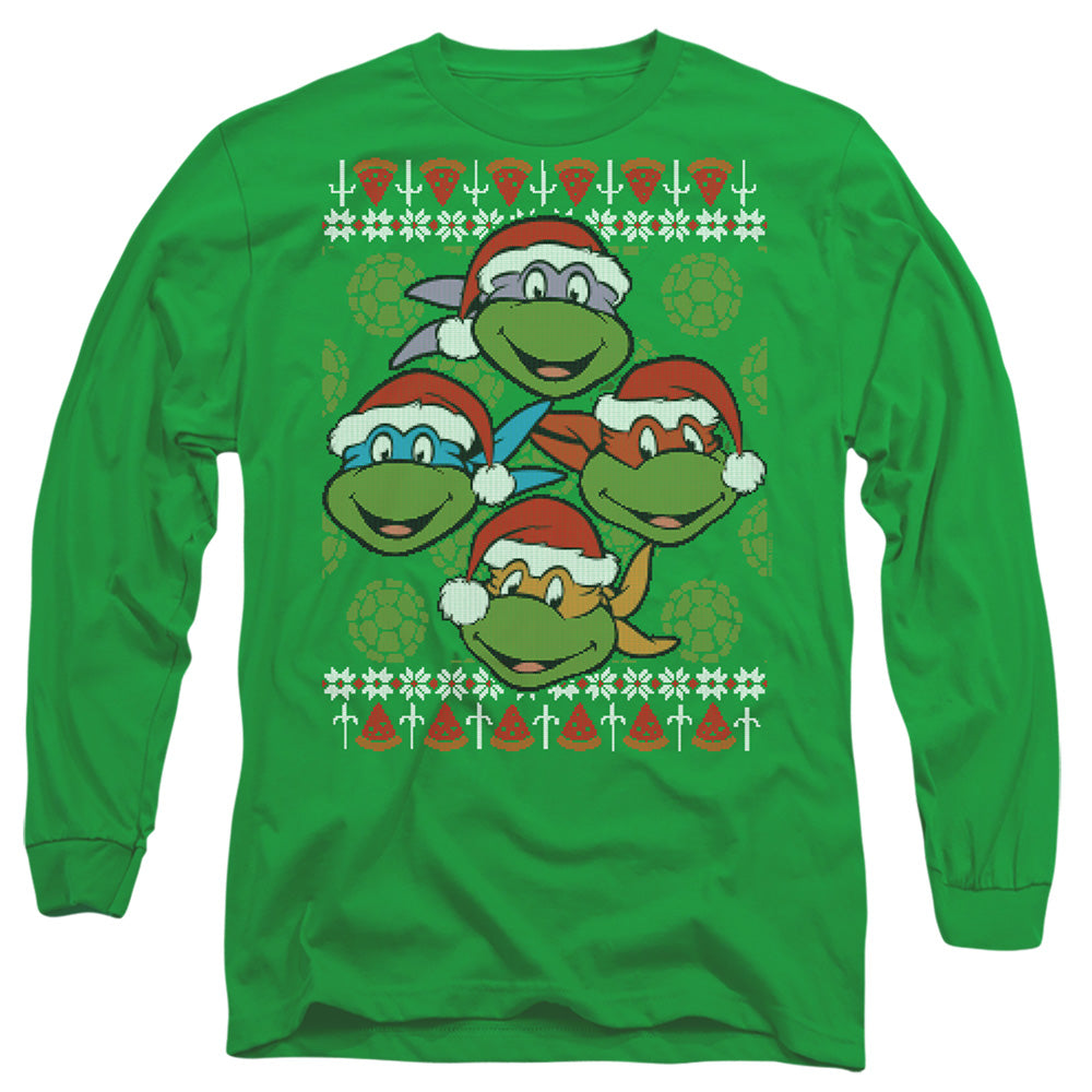 Teenage Mutant Ninja Turtles Ugly Christmas Mens Long Sleeve Shirt Kelly Green Officially Licensed