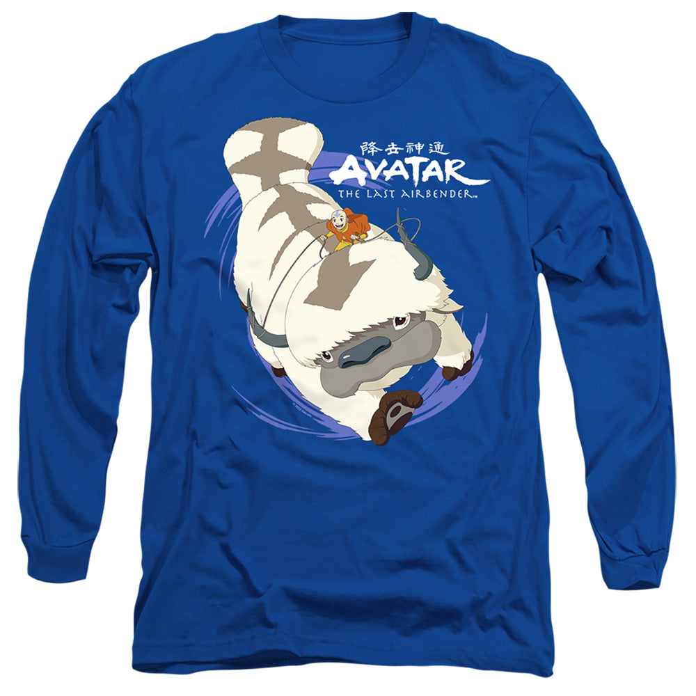 Avatar The Last Airbender Appa In Flight Mens Long Sleeve Shirt Royal Blue