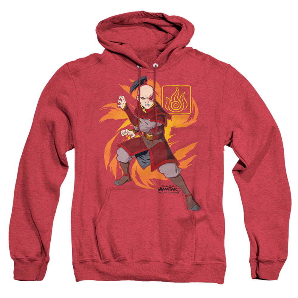 Avatar The Last Airbender Zuko Flame Burst Heather Mens Hoodie Red Officially Licensed