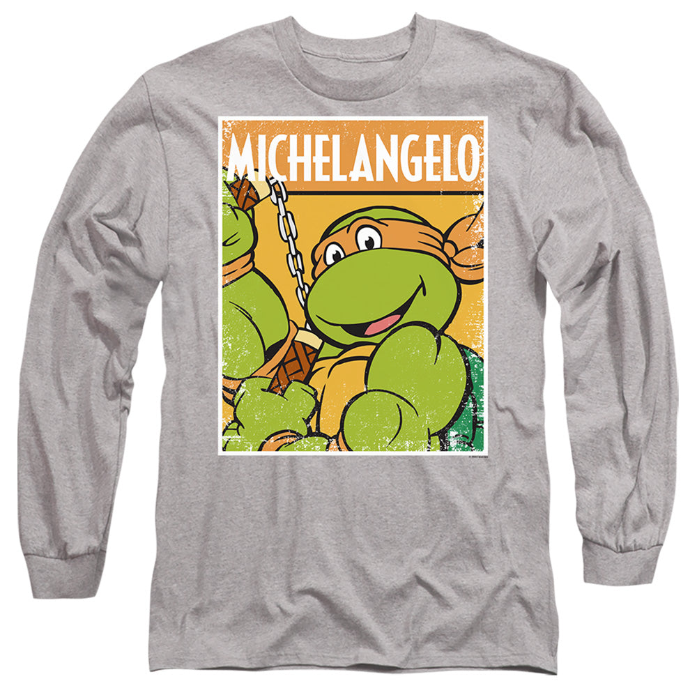 Tmnt Tmnt Mikey Mens Long Sleeve Shirt Athletic Heather Officially Licensed