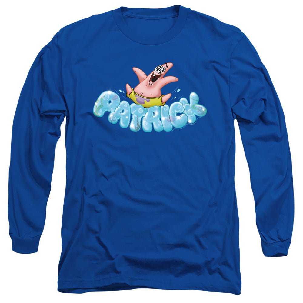 Spongebob Happy Go Lucky Patrick Mens Long Sleeve Shirt Royal Officially Licensed
