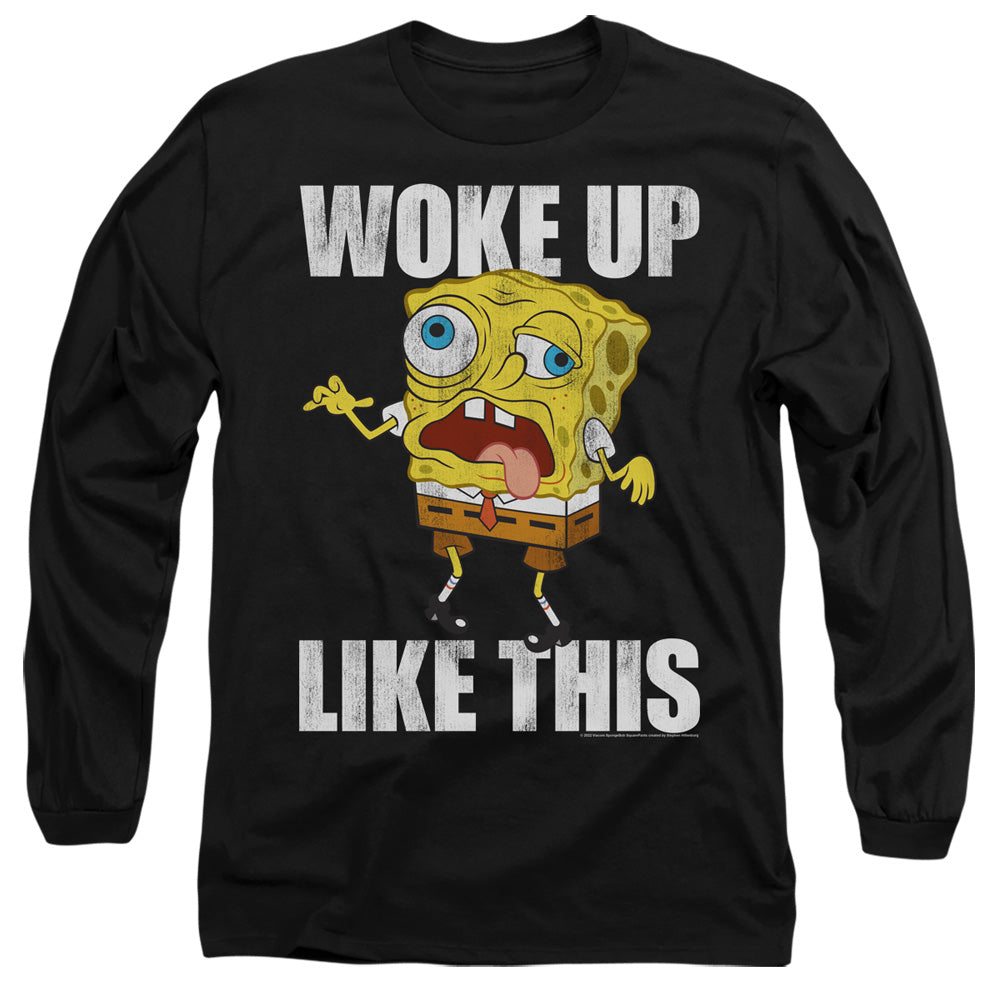 Spongebob Woke Up Like This Meme Mens Long Sleeve Shirt Black Officially Licensed