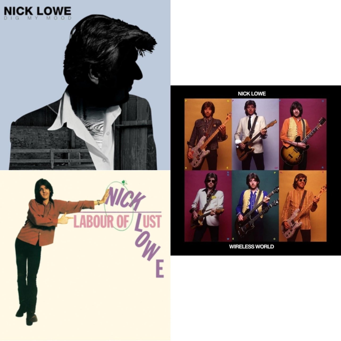 Nick Lowe - Wireless World (Transparent Green With Black Swirl LP Vinyl) & Labour Of Lust (Pink LP Vinyl/Dl Card) & Dig My Mood (Remastered/Dl Card)