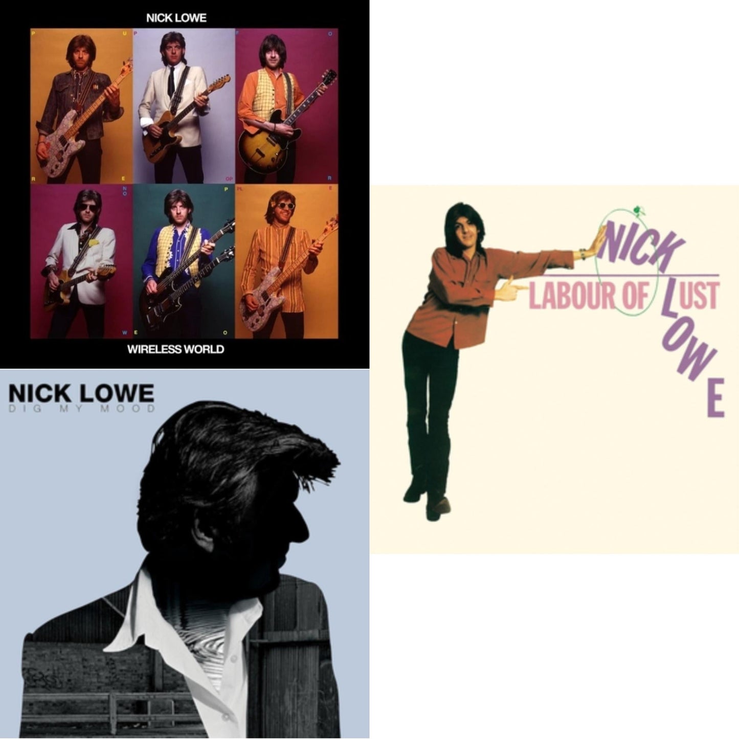 Nick Lowe - Wireless World (Transparent Green With Black Swirl LP Vinyl) & Dig My Mood (Remastered/Dl Card) & Labour Of Lust (Pink LP Vinyl/Dl Card)