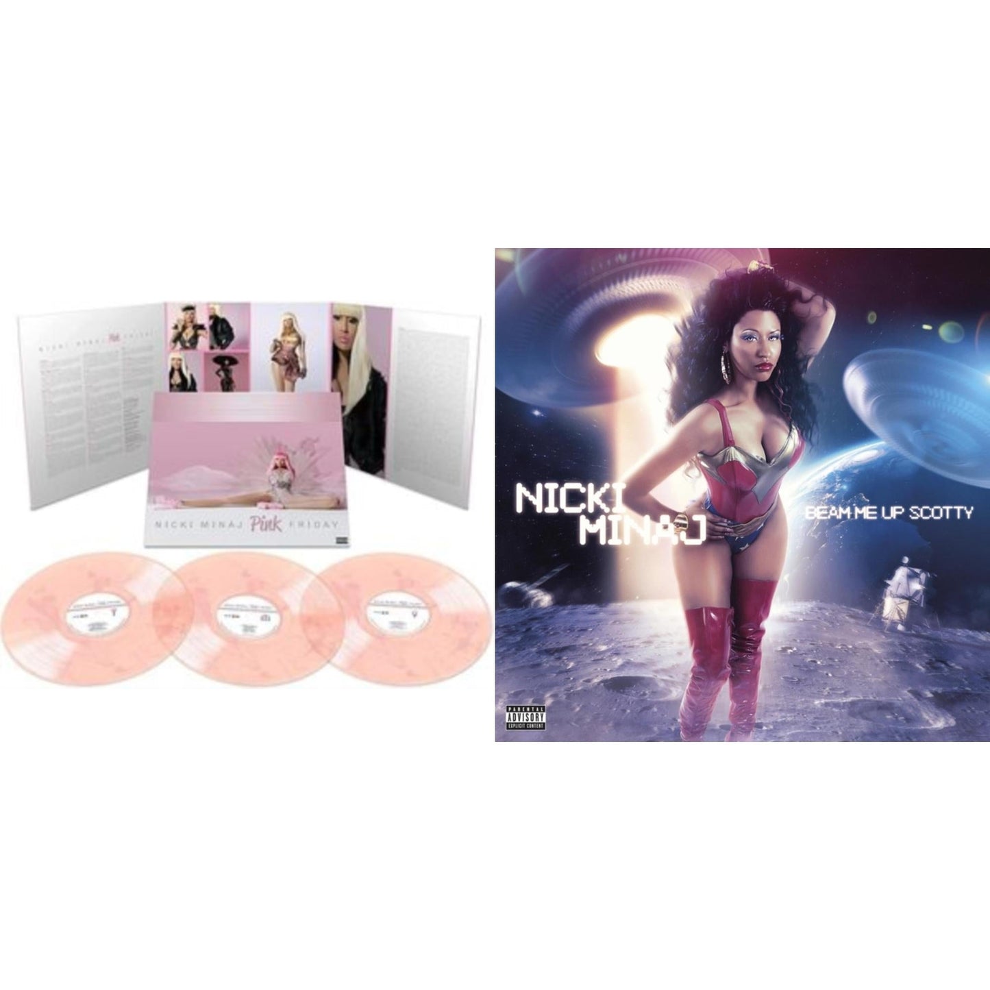 Nicki Minaj - Pink Friday (10Th Anniversary/Deluxe/Pink/White Swirl Vinyl/3LP) & Beam Me Up Scotty (2LP)