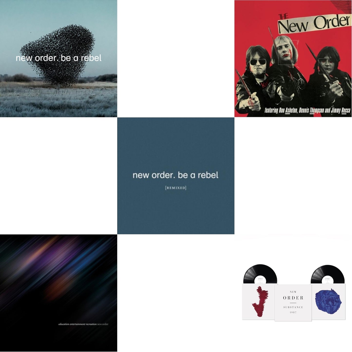 New Order - Be A Rebel & Education Entertainment Recreation (Live) & Be A Rebel Remixed (Limited Edition/Clear LP Vinyl) & New Order (Marble LP Vinyl) & Substance (2023 Reissue) (2LP)