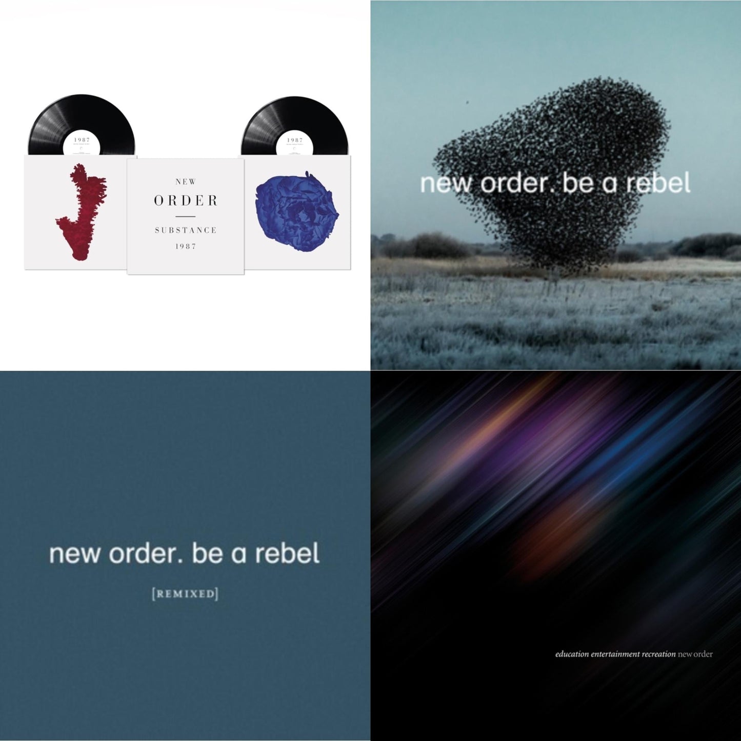 New Order - Education Entertainment Recreation (Live) & Substance (2023 Reissue) (2LP) & Be A Rebel Ep & Be A Rebel Remixed (Limited Edition/Clear LP Vinyl)