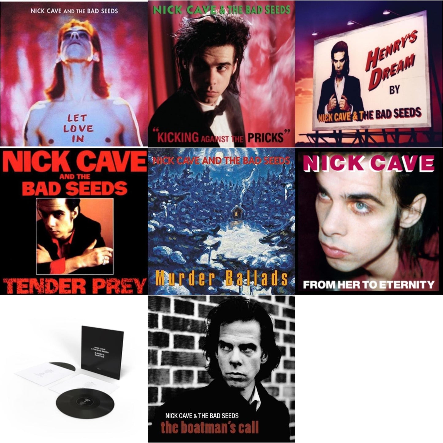 Nick & The Bad Seeds Cave - B-Sides & Rarities (Part Ii) & From Her To Eternity & Kicking Against The Pricks & Tender Prey & Henry's Dream & Let Love In & Murder Ballads (X) & Boatman's Call - LP Vinyl Bundle