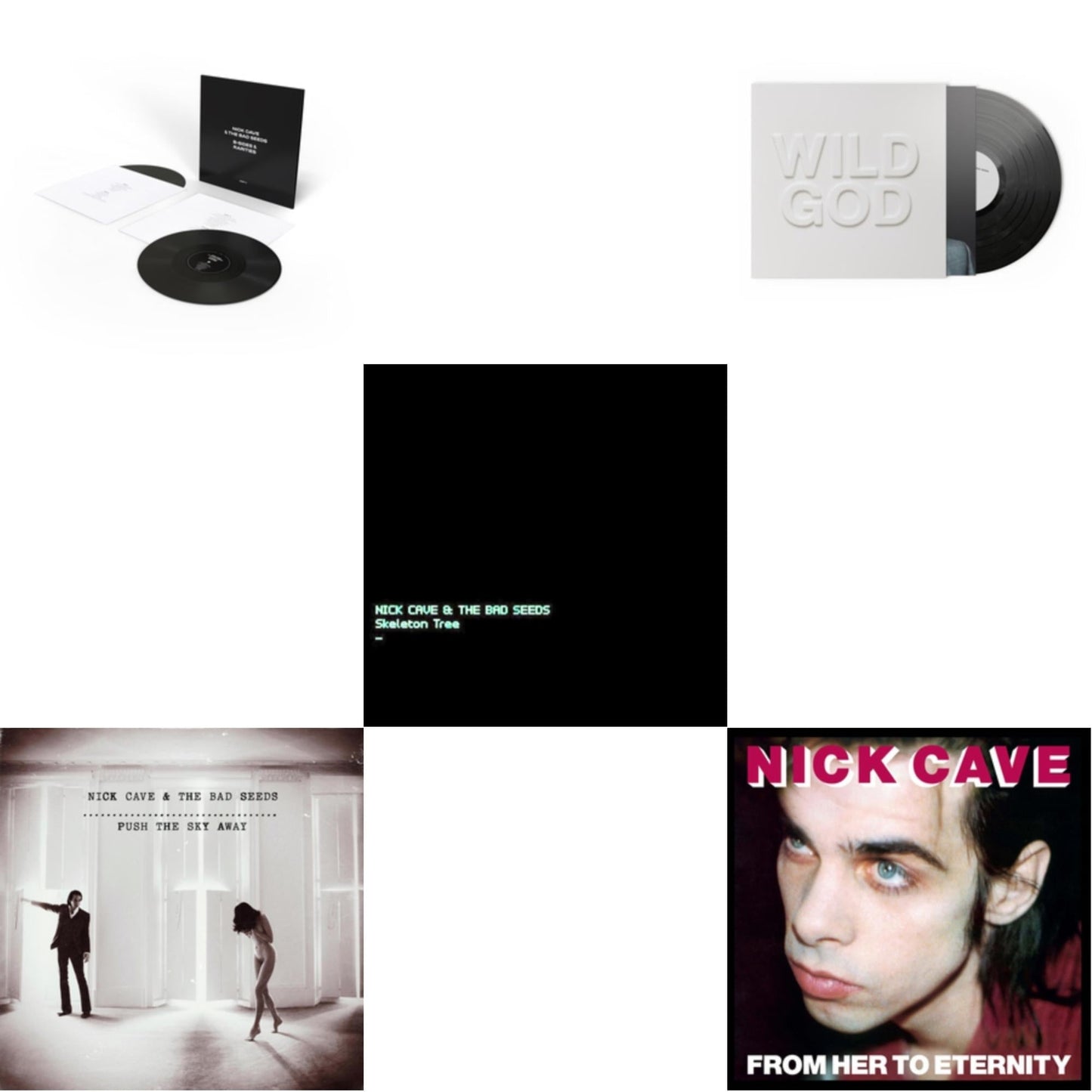Nick & The Bad Seeds Cave - B-Sides & Rarities (Part Ii) & Push The Sky Away & Skeleton Tree (Dl Card) & Wild God & From Her To Eternity - LP Vinyl Bundle