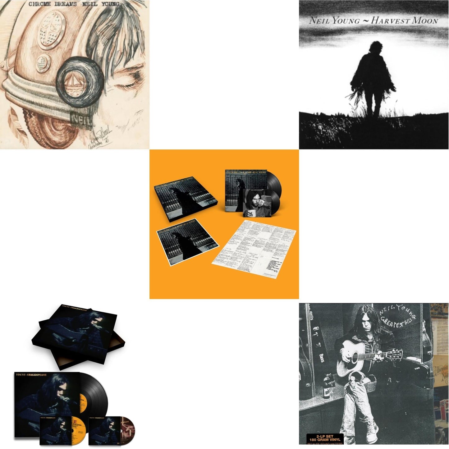 Neil Young - Chrome Dreams (2LP) & Young Shakespeare (Deluxe) & After The Gold Rush (50Th Anniv Ed) & Harvest Moon (2LP) & Greatest Hits