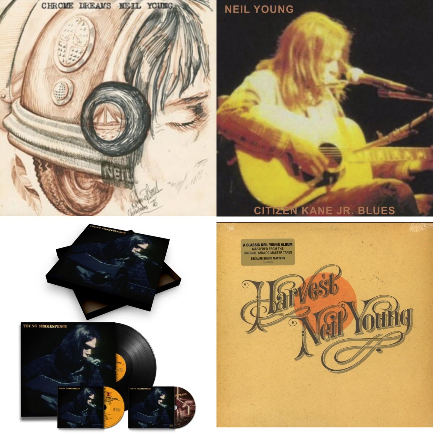 Neil Young - Chrome Dreams (2LP) & Citizen Kane Jr. Blues 1974 (Live At The Bottom Line) & Young Shakespeare (Deluxe) & Harvest