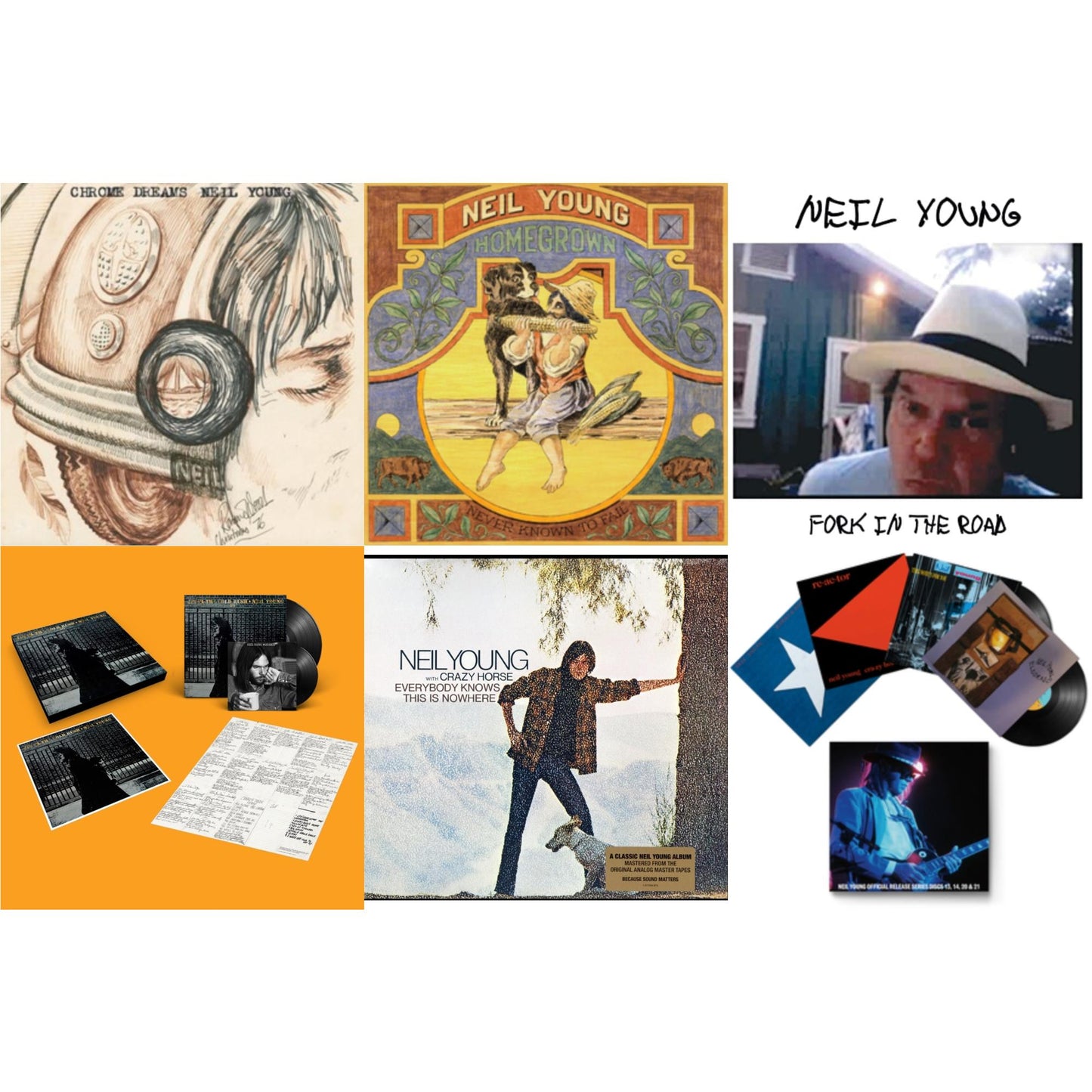 Neil Young - Chrome Dreams (2LP) & After The Gold Rush (50Th Anniv Ed) & Official Release Series Discs 13, 14, 20 & 21 & Homegrown & Everybody Knows This Is Nowhere & Fork In The Road (140G)