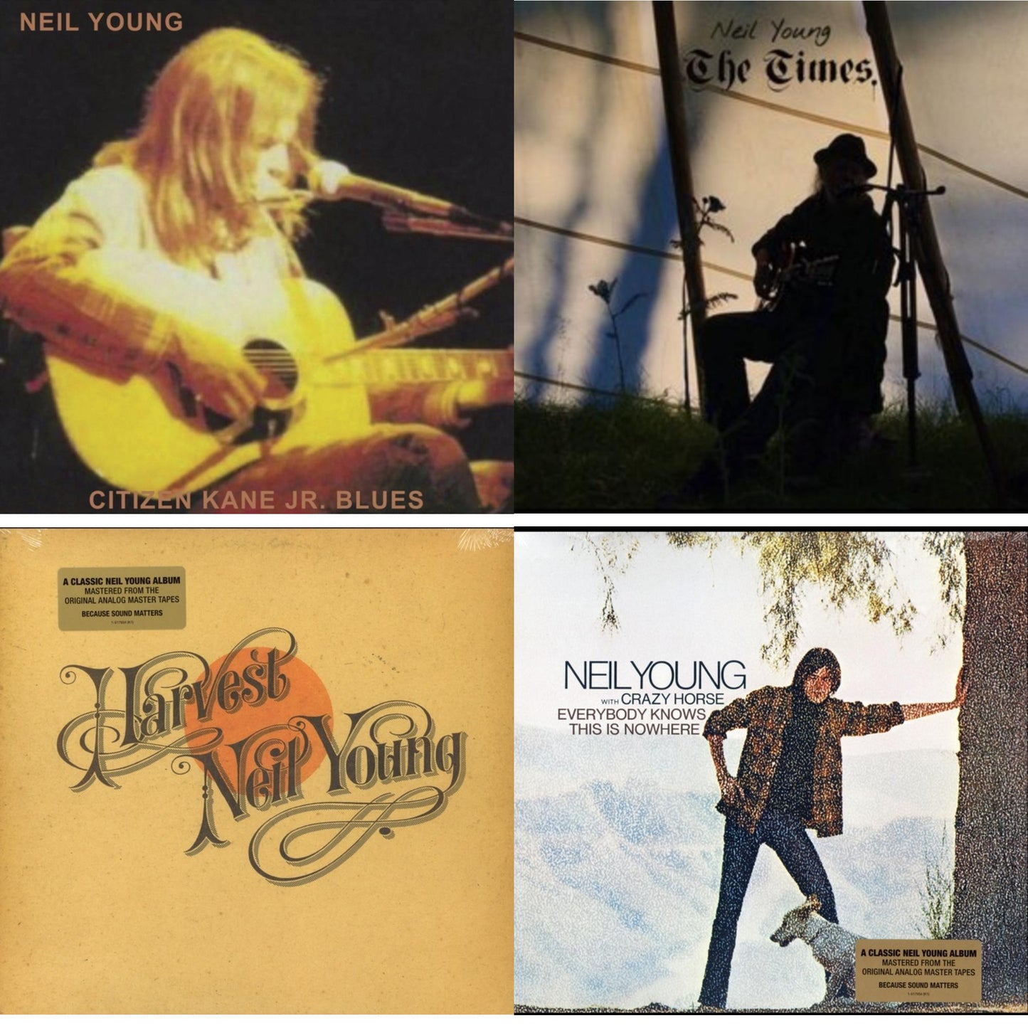 Neil Young - Citizen Kane Jr. Blues 1974 (Live At The Bottom Line) & Times & Harvest & Everybody Knows This Is Nowhere - LP Vinyl Bundle