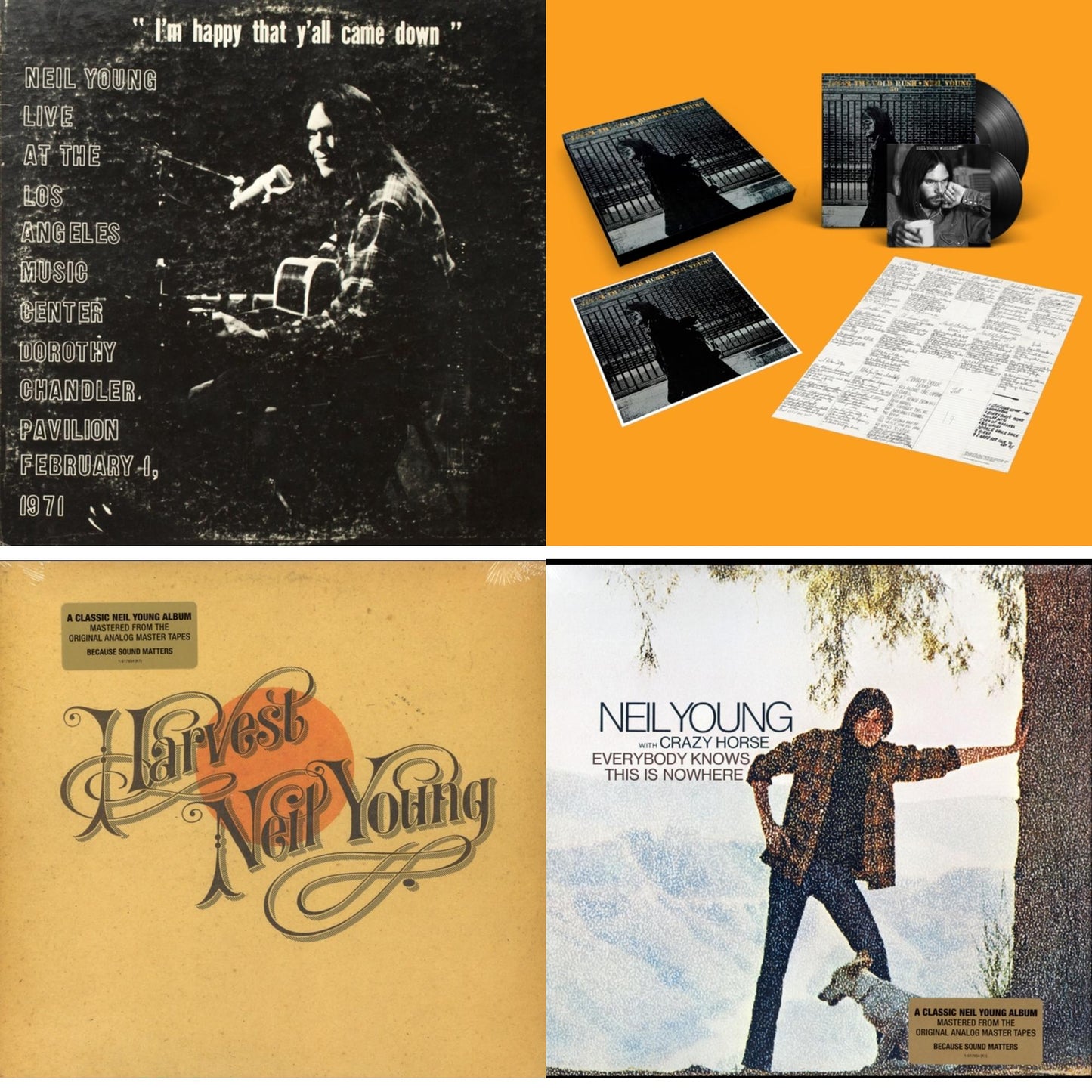 Neil Young - Dorothy Chandler Pavilion 1971 & After The Gold Rush (50Th Anniv Ed) & Harvest & Everybody Knows This Is Nowhere - LP Vinyl Bundle