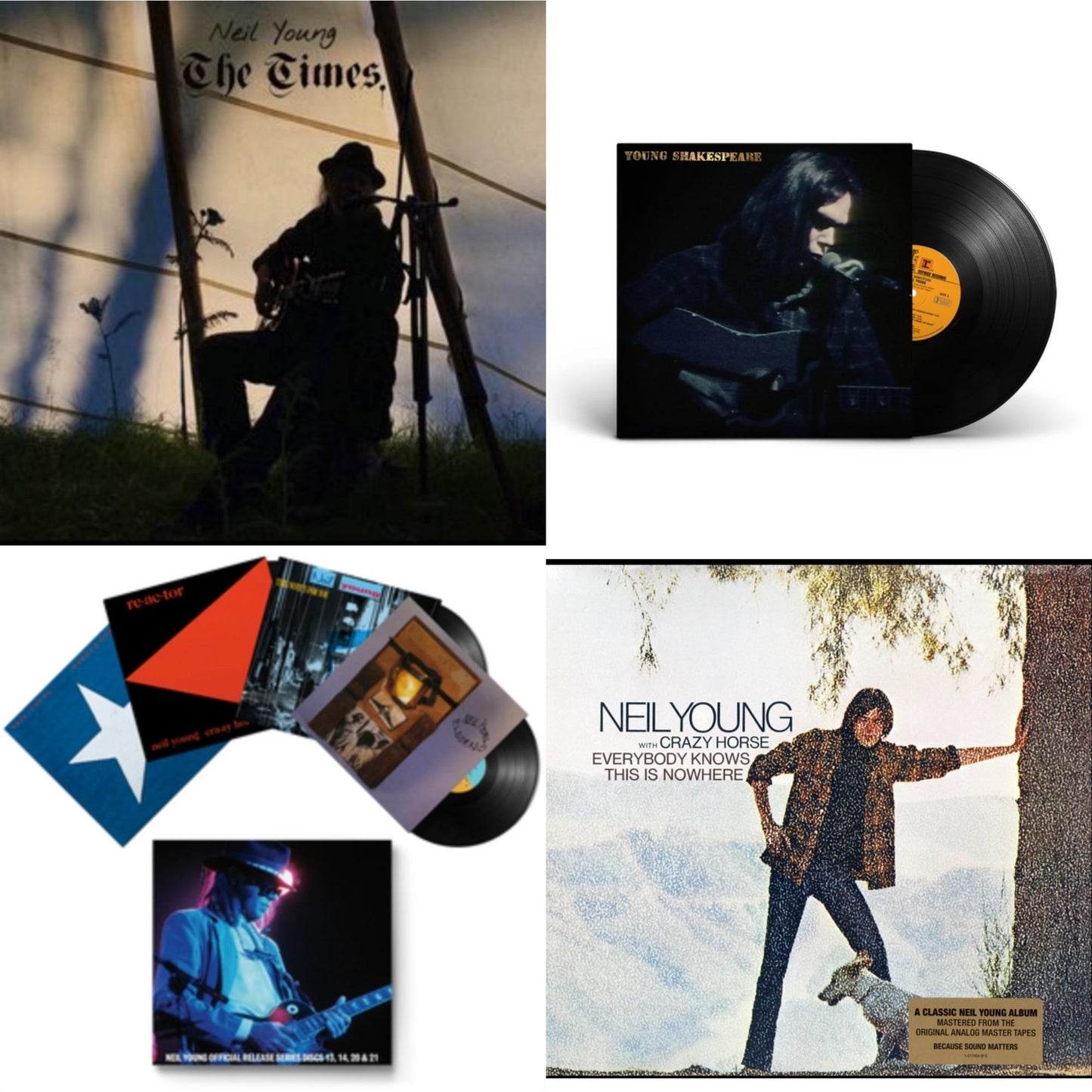 Neil Young - Times & Young Shakespeare & Official Release Series Discs 13, 14, 20 & 21 & Everybody Knows This Is Nowhere - LP Vinyl Bundle