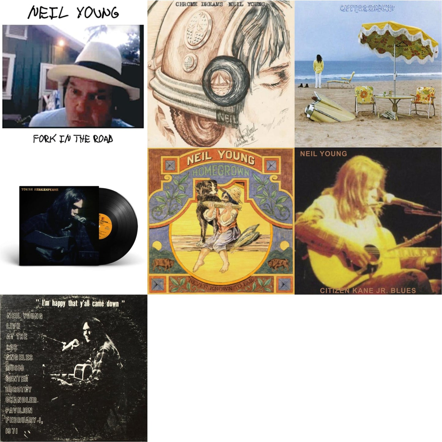 Neil Young - Chrome Dreams (2LP) & Citizen Kane Jr. Blues 1974 (Live At The Bottom Line) & Dorothy Chandler Pavilion 1971 & Young Shakespeare & Homegrown & On The Beach & Fork In The Road (140G)