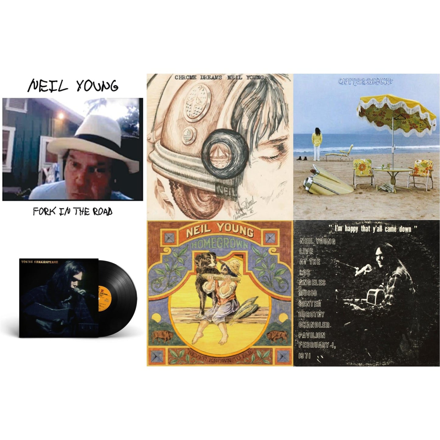 Neil Young - Chrome Dreams (2LP) & Dorothy Chandler Pavilion 1971 & Young Shakespeare & Homegrown & On The Beach & Fork In The Road (140G)