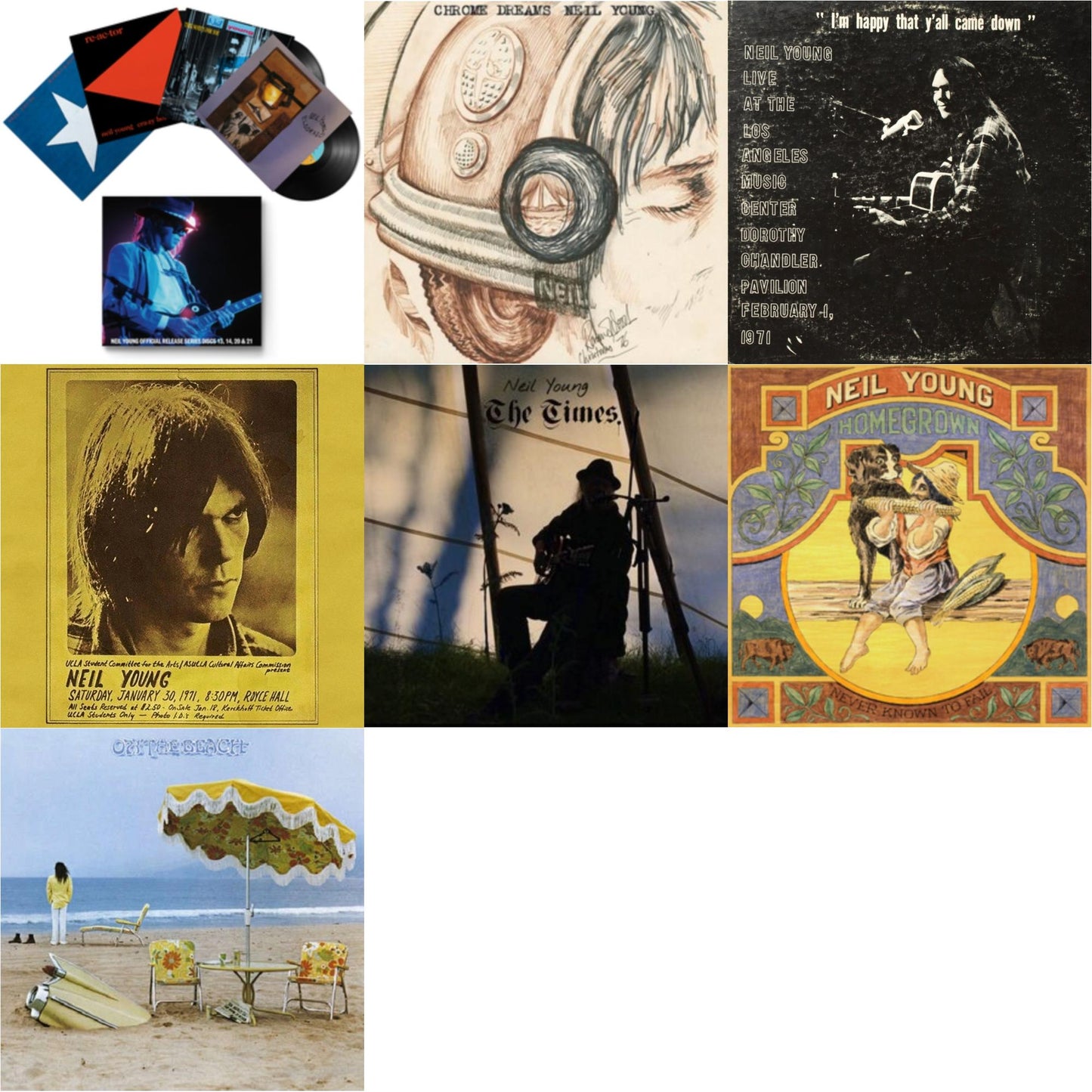 Neil Young - Chrome Dreams (2LP) & Royce Hall 1971 & Dorothy Chandler Pavilion 1971 & Times & Official Release Series Discs 13, 14, 20 & 21 & Homegrown & On The Beach