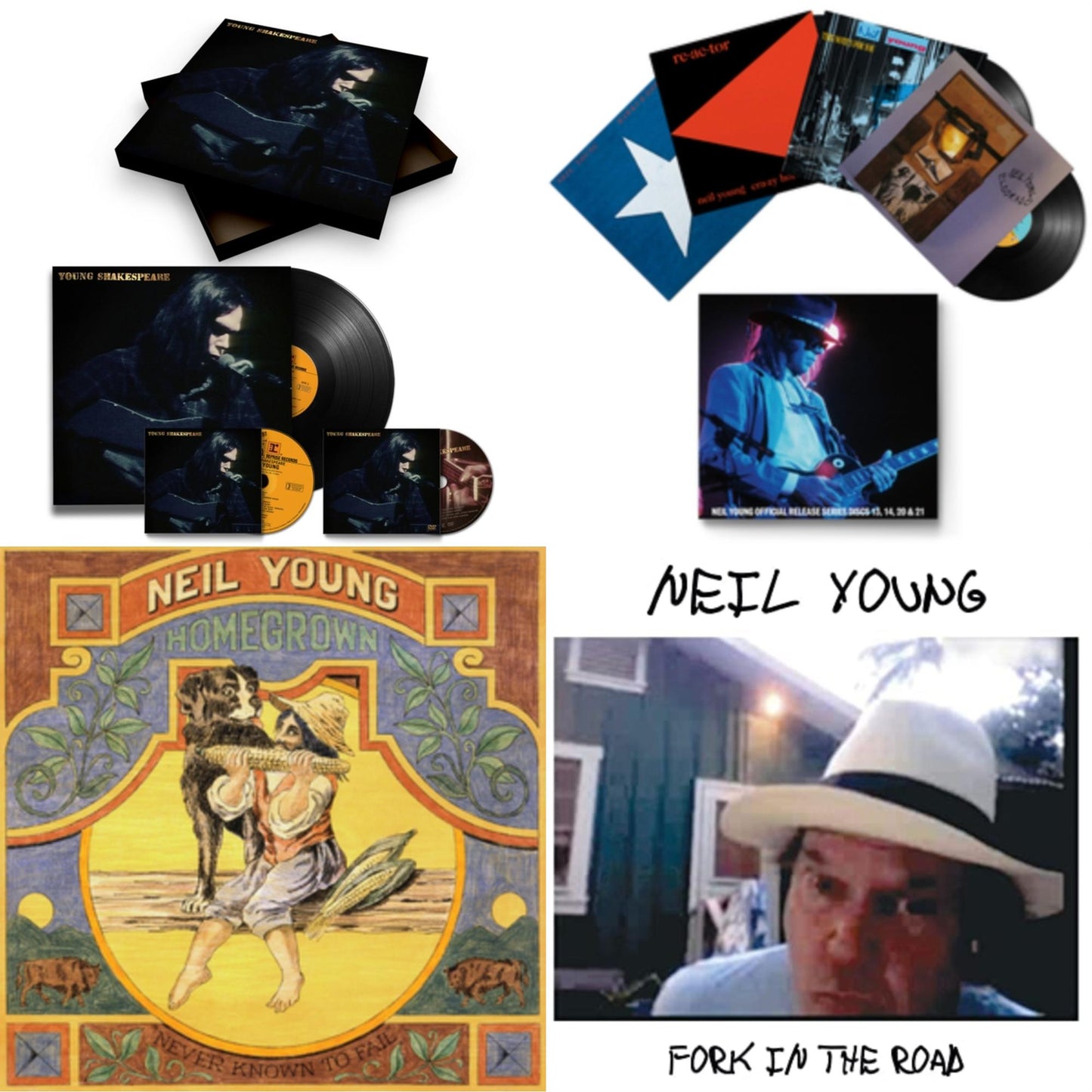 Neil Young - Young Shakespeare (Deluxe) & Official Release Series Discs 13, 14, 20 & 21 & Homegrown & Fork In The Road (140G) - LP Vinyl Bundle