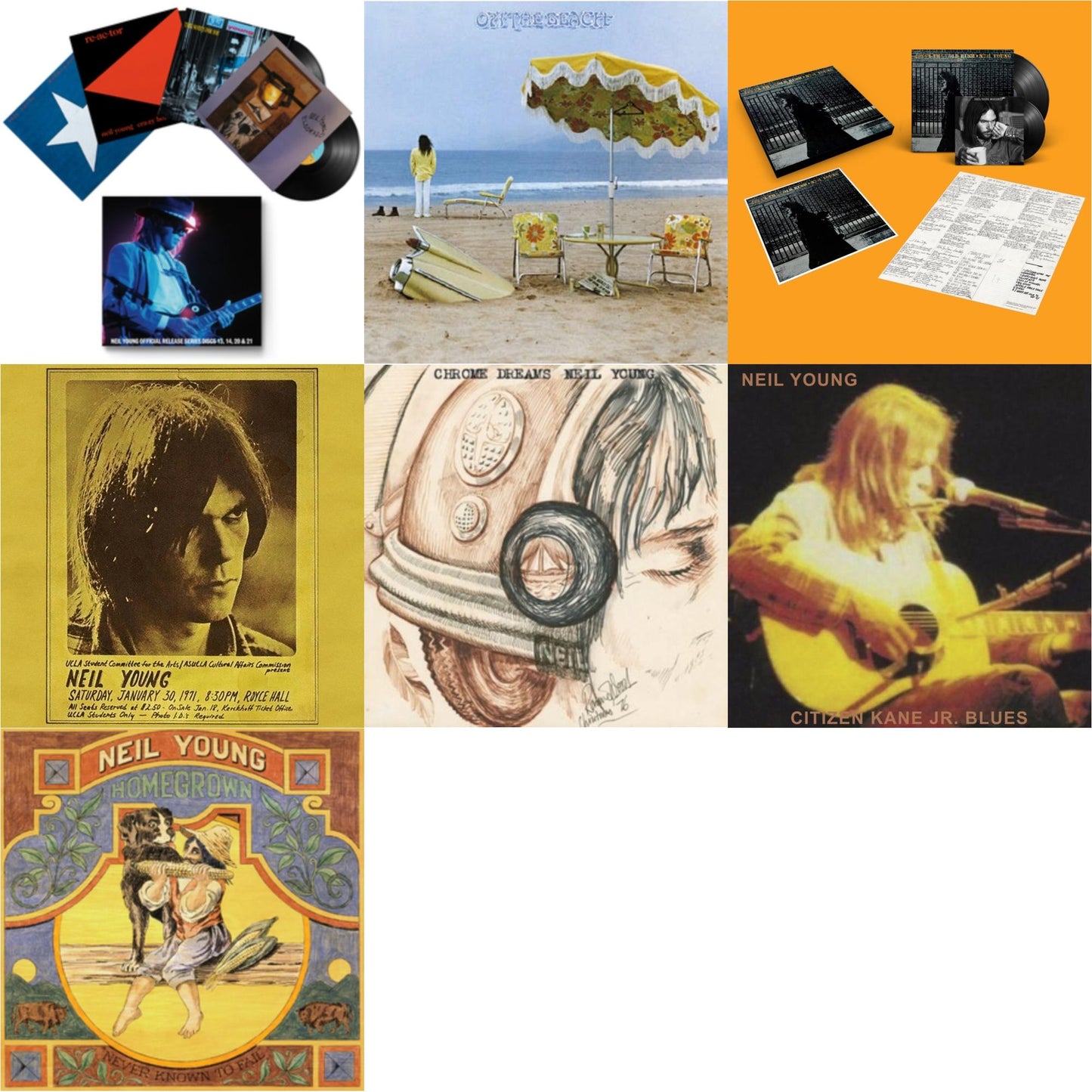 Neil Young - Chrome Dreams (2LP) & Royce Hall 1971 & Citizen Kane Jr. Blues 1974 (Live At The Bottom Line) & After The Gold Rush (50Th Anniv Ed) & Official Release Series Discs 13, 14, 20 & 21 & Homegrown & On The Beach