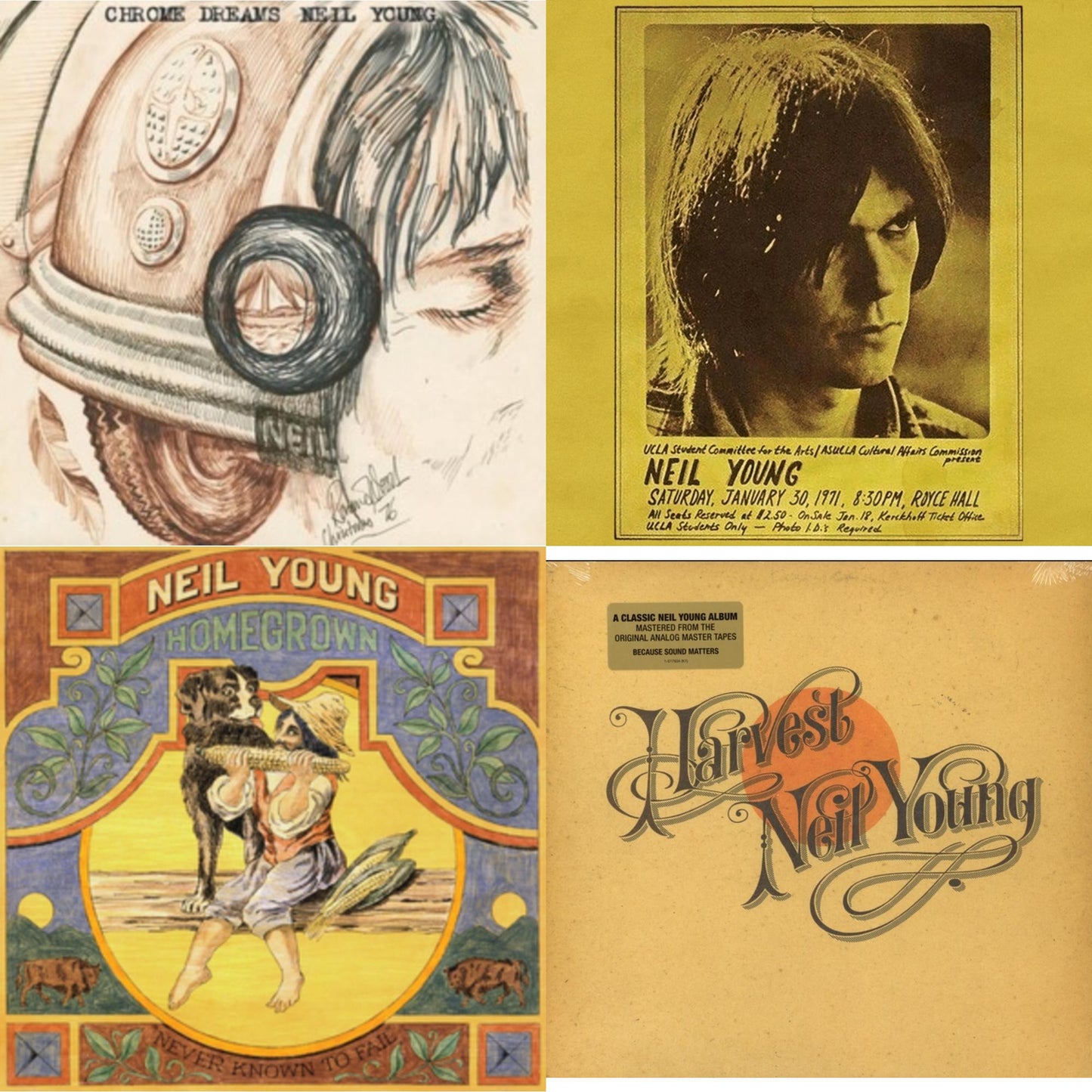 Neil Young - Chrome Dreams (2LP) & Royce Hall 1971 & Homegrown & Harvest