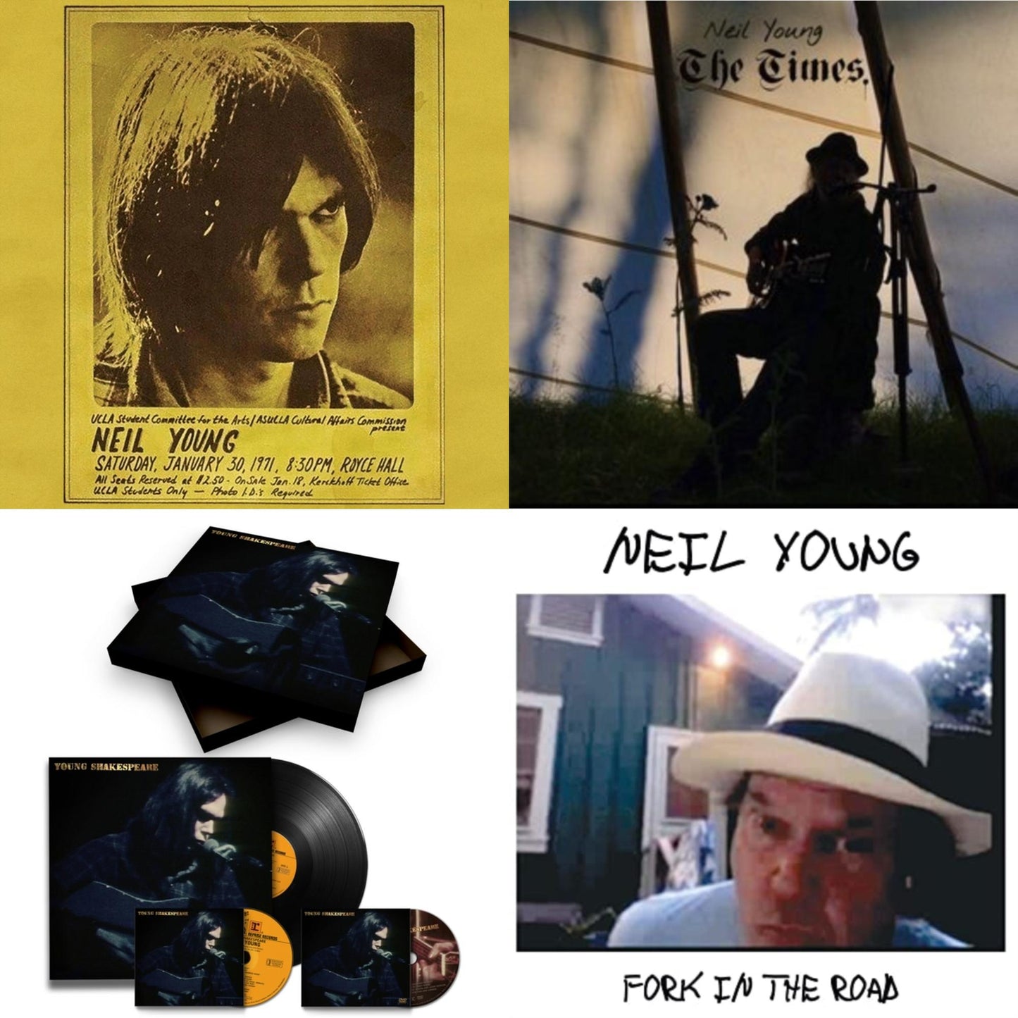 Neil Young - Royce Hall 1971 & Times & Young Shakespeare (Deluxe) & Fork In The Road (140G) - LP Vinyl Bundle