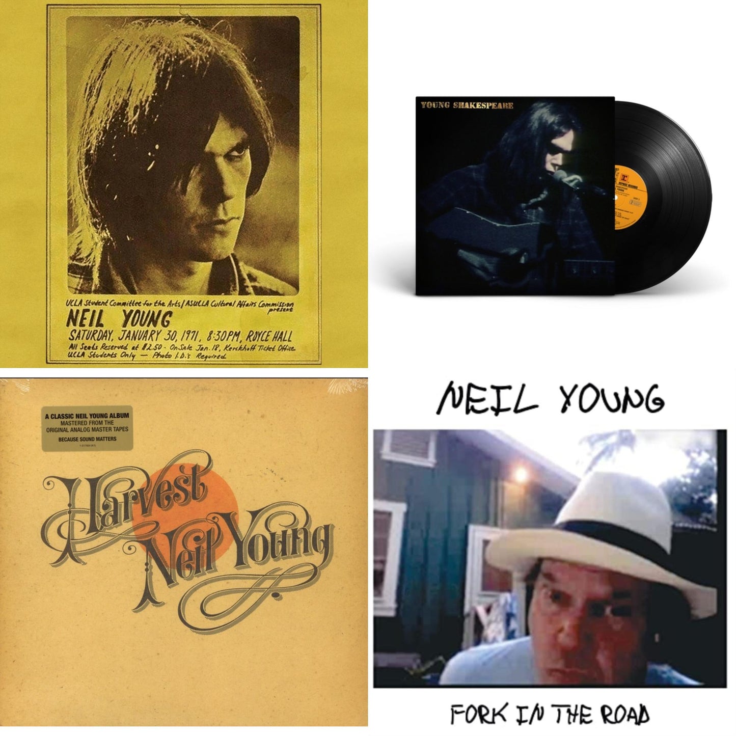 Neil Young - Royce Hall 1971 & Young Shakespeare & Harvest & Fork In The Road (140G) - LP Vinyl Bundle