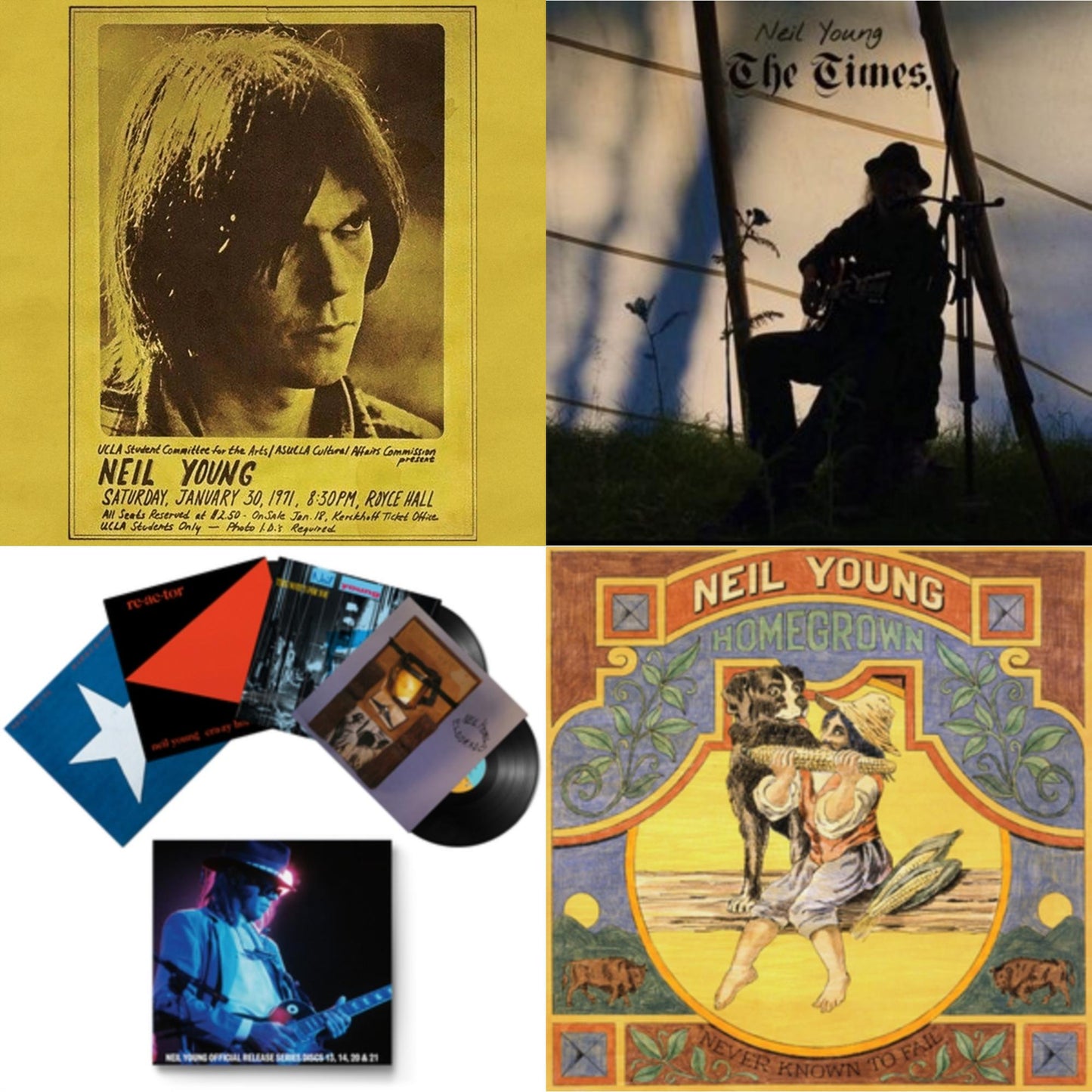 Neil Young - Royce Hall 1971 & Times & Official Release Series Discs 13, 14, 20 & 21 & Homegrown - LP Vinyl Bundle