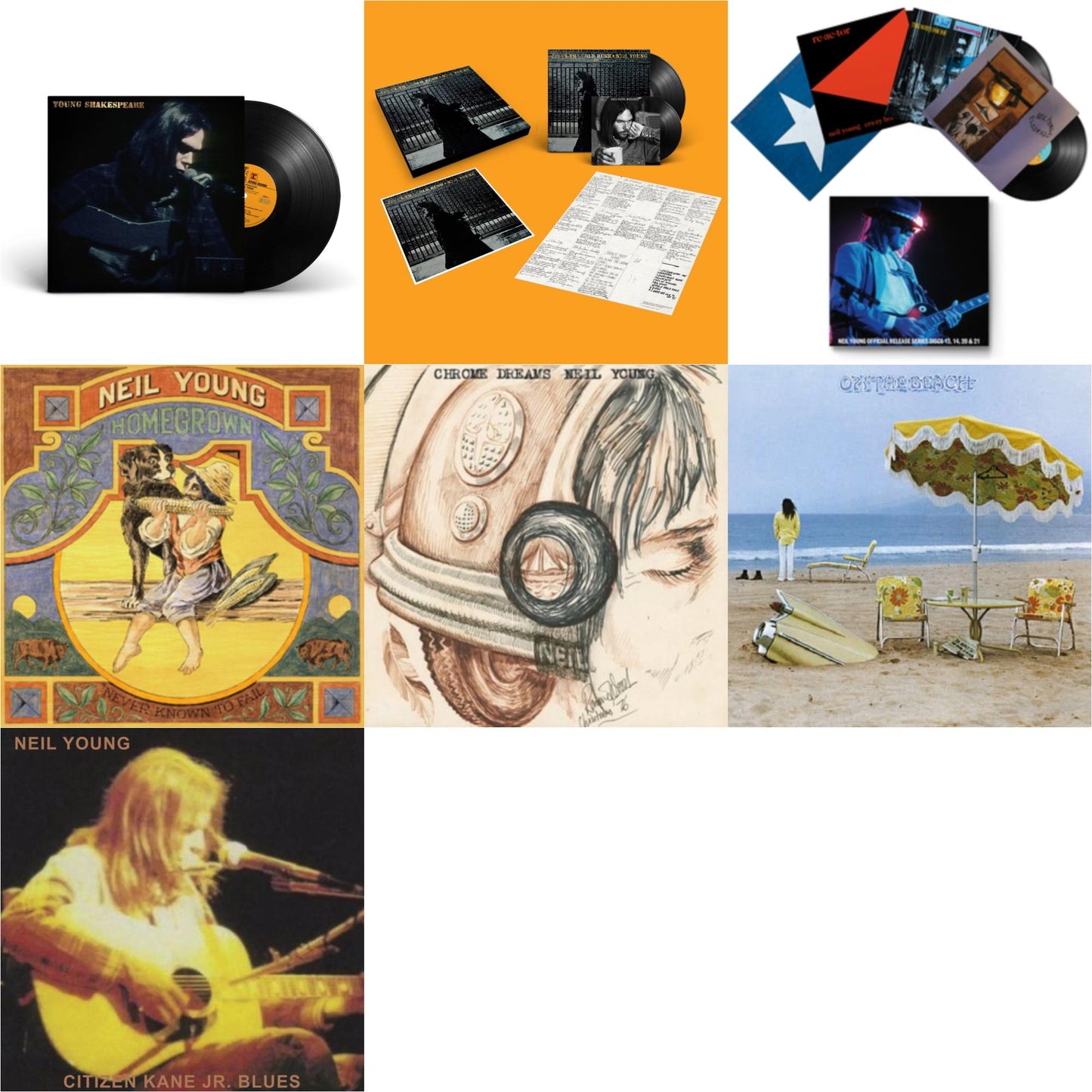 Neil Young - Chrome Dreams (2LP) & Citizen Kane Jr. Blues 1974 (Live At The Bottom Line) & Young Shakespeare & After The Gold Rush (50Th Anniv Ed) & Official Release Series Discs 13, 14, 20 & 21 & Homegrown & On The Beach